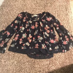 Navy flower blouse